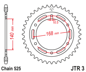 Γρανάζι κίνησης πίσω JT 525 βήμα 47 δόντια από ατσάλι μαύρο - JTR3.47ZBK