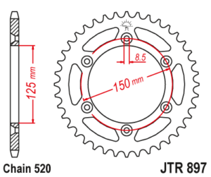 Πίσω γρανάζι κίνησης μάρκας JT 40 δοντιών για KTM LC 4 640 Super Moto 99 04 - JTR897.40ZBK