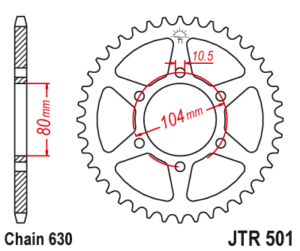 Γρανάζι κίνησης πίσω JT 630 33 δόντια από ατσάλι - JTR501.33