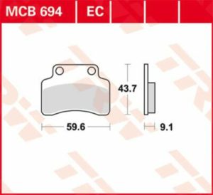 TRW οργανικά τακάκια MCB694EC για GENERIC (KSR MOTO) XOR 50 05-12 / CPI OLIVER 50 03-11 1 σετ για 1 δαγκάνα