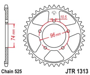 Πίσω γρανάζι κίνησης μάρκας JT 40 δοντιών για Honda CBR 400 RR (NC23) - JTR1313.40