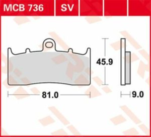 TRW μεταλλικά τακάκια MCB736SV για BMW K 1600 GT ABS 11-21 / BMW K 1600 GTL ABS 11-21 1 σετ για 1 δαγκάνα