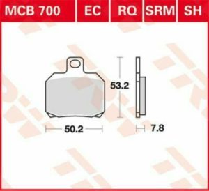 TRW μεταλλικά τακάκια MCB700SH για APRILIA TUONO V4 1100 RR ABS 15-23 / DUCATI MONSTER 821 ABS 15-20 1 σετ για 1 δαγκάνα