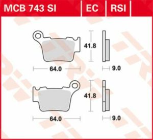 TRW μεταλλικά τακάκια MCB743RSI για KTM EXC 125 04-16 / KTM EXC 250 04-17 1 σετ για 1 δαγκάνα