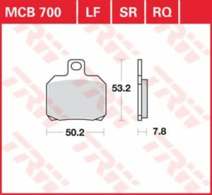 TRW οργανικά τακάκια MCB700 για APRILIA TUONO V4 1100 RR ABS 15-23 / DUCATI MONSTER 821 ABS 15-20 1 σετ για 1 δαγκάνα