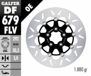 GALFER δισκόπλακα στρογγυλή πλευστή 292mm DF679FLV για Harley Davidson FLHR 1340 94-98 / Harley Davidson FLHTC 1340 86-89