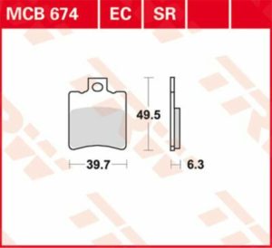 TRW οργανικά τακάκια MCB674EC για BETA ARK 50 AC 99-14 / BETA ARK 50 LC 99-14 1 σετ για 1 δαγκάνα