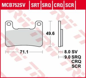 TRW μεταλλικά τακάκια MCB752SRT για KAWASAKI Z 1000 ABS 10-20 / KAWASAKI Z 1000 SX ABS 11-19 1 σετ για 1 δαγκάνα
