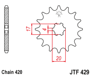 Μπροστινό γρανάζι μηχανής JT 13 δοντιών για Suzuki RM50, FM50, APX50, ZR50 και ZRS 50 - JTF429.13
