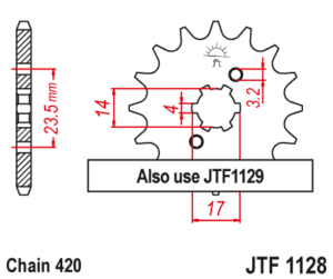 Μπροστινό γρανάζι κίνησης JT 12 δοντιών για Aprilia, Derbi, Gilera - JTF1128.12