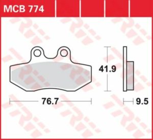 TRW οργανικά τακάκια MCB774 για YAMAHA XC 125 C 04-09 / MBK FLAME X 125 05-09 1 σετ για 1 δαγκάνα