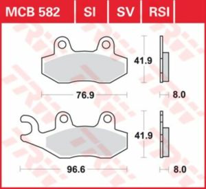 TRW οργανικά τακάκια MCB582 για TRIUMPH SCRAMBLER 865 06-16 / TRIUMPH BONNEVILLE 865 T100 05-15 1 σετ για 1 δαγκάνα