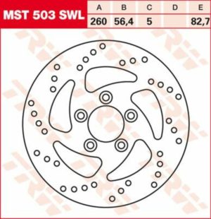 TRW δισκόπλακα στρογγυλή Swl 260mm MST503SWL για Harley Davidson XL 1200 C ABS 17-20 / Harley Davidson XL 883 L 07-14