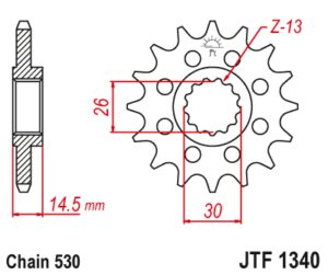 Γρανάζι κίνησης εμπρός JT 530 18 δόντια από ατσάλι - JTF1340.18