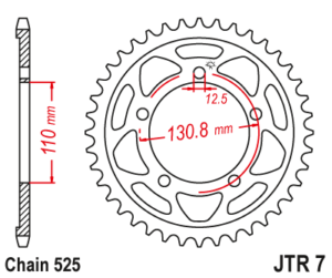 Γρανάζι κίνησης πίσω JT 525 βήμα 45 δόντια από ατσάλι μαύρο - JTR7.45ZBK
