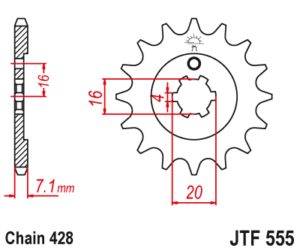 Γρανάζι κίνησης εμπρός JT 428 13 δόντια από ατσάλι - JTF555.13