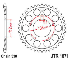 Γρανάζι κίνησης πίσω JT 530 βήμα 48 δόντια από ατσάλι μαύρο - JTR1871.48ZBK