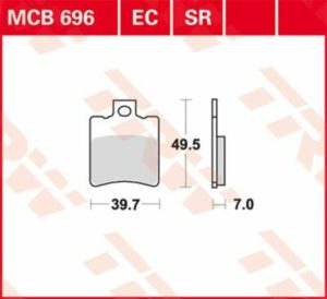 TRW οργανικά τακάκια MCB696EC για APRILIA MOJITO 50 CUSTOM 02-12 / PIAGGIO TPH 50 XR 00-10 1 σετ για 1 δαγκάνα