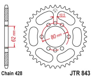 Γρανάζι κίνησης πίσω JT 428 48 δόντια από ατσάλι - JTR843.48