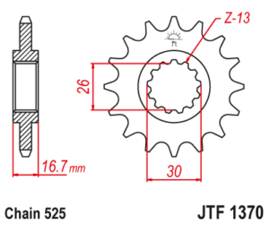 Εμπρόσθιο γρανάζι κίνησης μάρκας JT 16 δοντιών για Honda XL 1000 Varadero - JTF1370.16