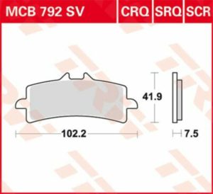 TRW μεταλλικά τακάκια MCB792SCR για KTM RC8 1190 R 09-15 / KAWASAKI ZX-10 R 1000 ABS 16-21 1 σετ για 1 δαγκάνα