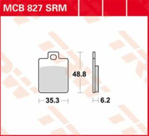 TRW οργανικά τακάκια MCB827EC για VESPA LX 50 05-14 / VESPA LX 50 4T 05-14 1 σετ για 1 δαγκάνα