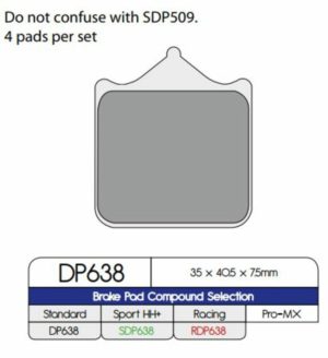 DP-Dunlopad μεταλλικά τακάκια DP638 για DUCATI 749 03-07 / TM RACING SMM 125 05-17 1 σετ για 1 δαγκάνα