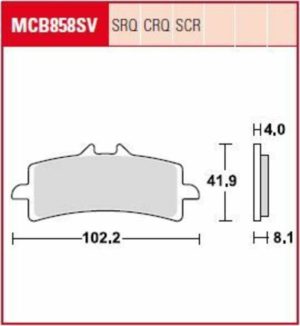 TRW μεταλλικά τακάκια MCB858SV για DUCATI DIAVEL 1200 ABS 11-17 / APRILIA TUONO V4 1100 RR ABS 18-23 1 σετ για 1 δαγκάνα