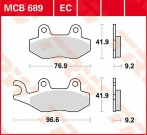 TRW οργανικά τακάκια MCB689 για ROYAL ENFIELD CLASSIC 500 EFI 09-17 / KYMCO VITALITY 50 2T 04-17 1 σετ για 1 δαγκάνα