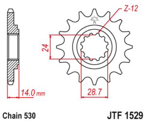 Εμπρόσθιο γρανάζι κίνησης μάρκας JT 17 δοντιών για Kawasaki ZRX 1200 - JTF1529.17