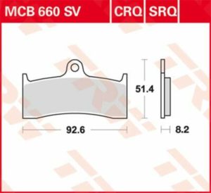 TRW μεταλλικά τακάκια MCB660SV για MV AGUSTA F4 1000 S 04-08 / MV AGUSTA F4 1000 S 1+1 04-08 1 σετ για 1 δαγκάνα