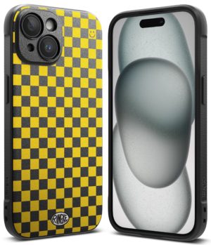 Θήκη Σιλικόνης Ringke Onyx Design Checkboard Yellow Case Cover for iPhone 15 Black (OD731E239)