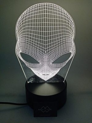 3D Led Ilussion Light Alien - φωτιστικό με καλώδιο USB & διακόπτη (H20cm, plexiglass-plastic)