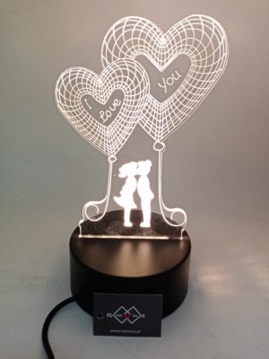 3D Led Ilussion Light Couple in Love - φωτιστικό με καλώδιο USB & διακόπτη (H20cm, plexiglass-plastic)