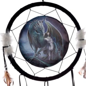 Lisa Parker Protector of Magic Dragon Dreamcatcher - Ονειροπαγίδα (16εκ,καμβάς,φτερά,δέρμα)