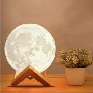 3D Large Moon light lamp επαναφορτιζόμενη (διάμετρος 12,5εκ,ύψος με βάση 16εκ)