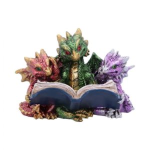 Tales of Fire Reading Book Dragon Figurine by Nemesisnowcollection (11.5X7.5X8cm,resin)