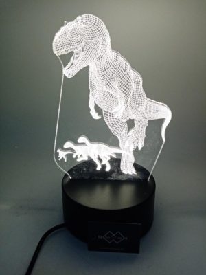 3D Led Ilussion Light δεινόσαυροι - φωτιστικό με καλώδιο USB & διακόπτη (H20cm, plexiglass-plastic)
