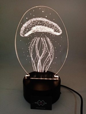 3D Led Ilussion Light Jelly Fish - φωτιστικό με καλώδιο USB & διακόπτη (H22cm, plexiglass-plastic)
