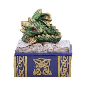 Green Bedtime Stories Dragon Book Box by Nemesisnow collection (8X7X5.5cm,resin)