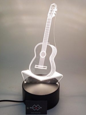 3D Led Ilussion Light κιθάρα - φωτιστικό με καλώδιο USB & διακόπτη (H18cm, plexiglass-plastic)