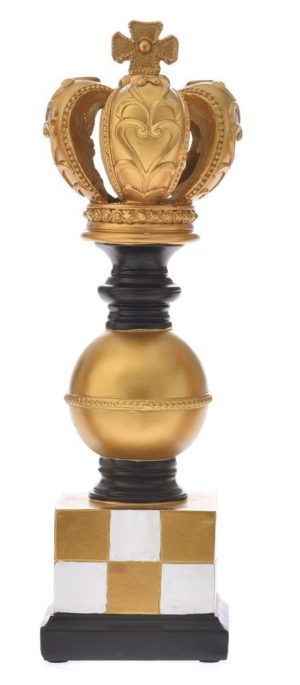 Πιόνι σκακιού βασιλιάς, 12Χ12Χ39εκ, χρυσό/λευκό/μαύρο, resin