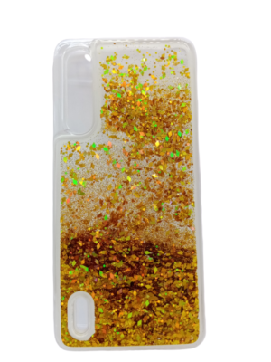 Xiaomi Mi A3 - Θήκη πλάτης (liquid back cover) με νερό και χρυσόσκονη , Gold