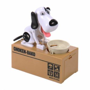 My Dog Piggy Bank-Έξυπνος κουμπαράς σκυλάκι που πεινάει! Αποταμίευση και διασκέδαση μαζί! (16x15x8cm,white-black,plastic)