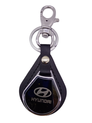Μπρελόκ μάρκας αυτοκινήτου Hyundai (11cm,δερματίνη οβάλ μαύρο)