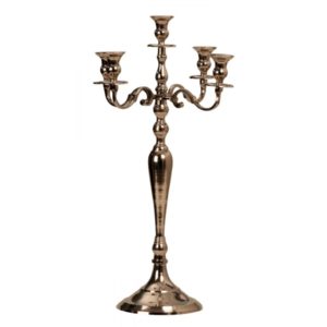 Εντυπωσιακό κηροπήγιο για πέντε κεριά σε silver χρώμα, ύψος 60cm (metal)