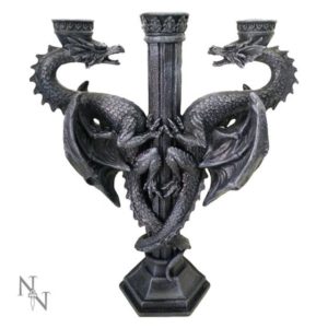 Dragon s Altar Black Gothic Medieval Triple Candle Holder 29cm by Nemesisnow collection - Κηροπήγιο (29cm,poliresin)