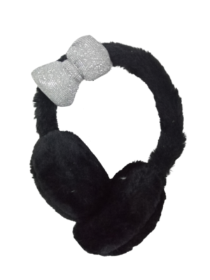 Προστατευτικά αυτιών, Earmuffs, One size, black με φιόγκο μεταλιζέ