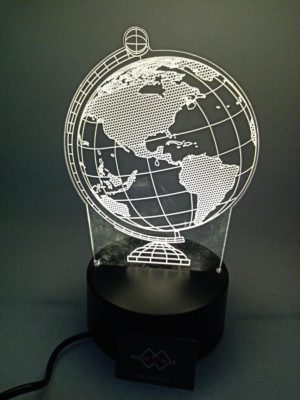 3D Led Ilussion Light υδρόγειος - φωτιστικό με καλώδιο USB & διακόπτη (H19cm, plexiglass-plastic)