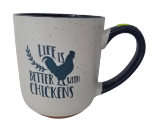 Κεραμική κούπα Life is Better with Chickens (λευκό-μπλε,450ml)